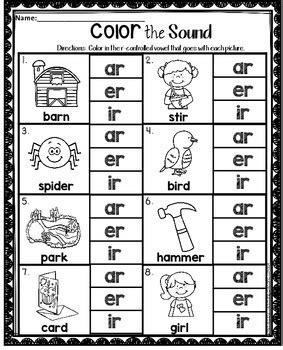 r controlled vowels worksheets free pdf